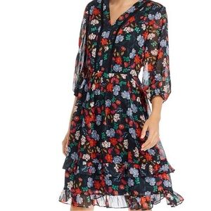 Nanette Lepore Multicolor Floral Long Sleeve Dress